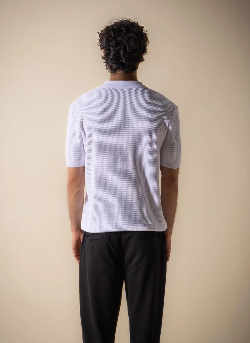 Shapes White MIDWEIGHT TEXTURED POLO SHIRT for Men | Best Price UAE