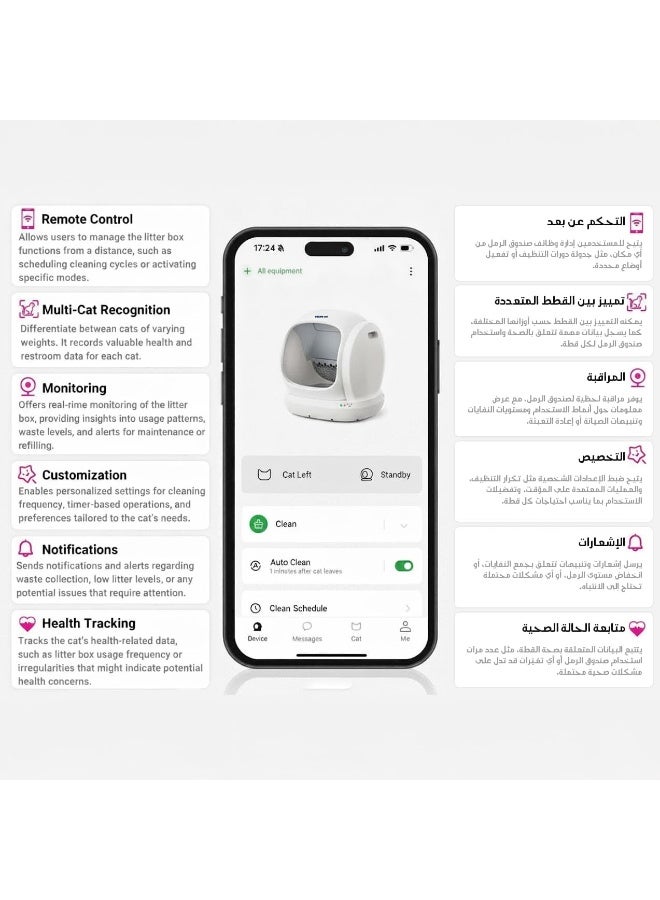 فلاين قو ليتر بوكس الكتروني ذكي للقطط 50.6 × 59 × 53.7 سم فيلين غو - Image 5