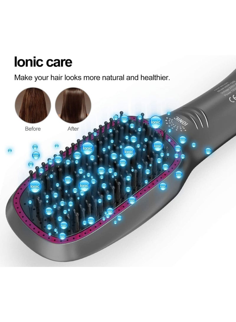 Eworld 3-in-1 Hair Dryer Brush and Straightener, 1200W Professional Ceramic Tourmaline Hot Air Brush with Ionic Technology, 3 Heat & 2 Speed Settings, One-Step Dryer & Styler for All Hair Types, Grey - Image 3