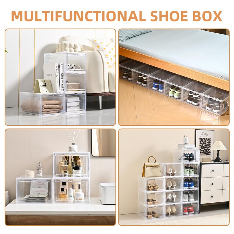 beehomay Large Shoe Boxes Clear Plastic Stackableï¼ŒDrop Front Shoe Box with Clear Door, Shoe Containers For Sneaker Display,Fit up to US Size12 - Image 5