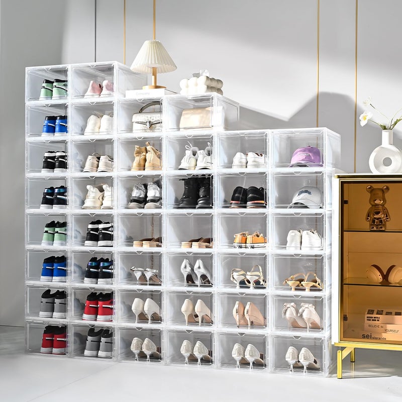beehomay Large Shoe Boxes Clear Plastic Stackableï¼ŒDrop Front Shoe Box with Clear Door, Shoe Containers For Sneaker Display,Fit up to US Size12 - Image 2