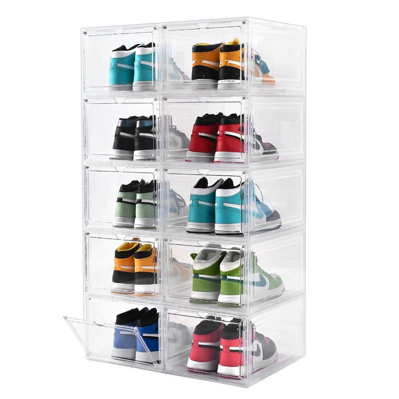 beehomay Large Shoe Boxes Clear Plastic Stackableï¼ŒDrop Front Shoe Box with Clear Door, Shoe Containers For Sneaker Display,Fit up to US Size12 - Image 1