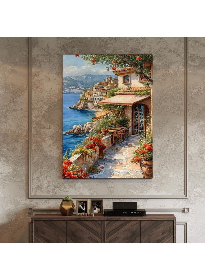 PAPER PLANE DESIGN Canvas Gallery Wrap Framed Painting | Village On The Beach | Wall Art for Living Room, Bedroom, and Office Decor | Size 20 In x 30 In DS1474 - Image 2