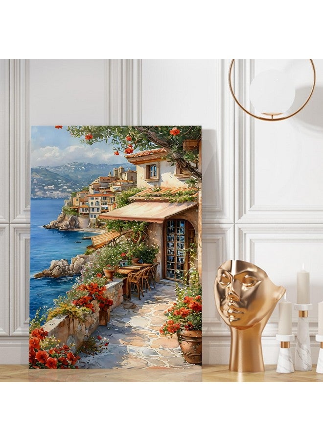 PAPER PLANE DESIGN Canvas Gallery Wrap Framed Painting | Village On The Beach | Wall Art for Living Room, Bedroom, and Office Decor | Size 20 In x 30 In DS1474 - Image 1