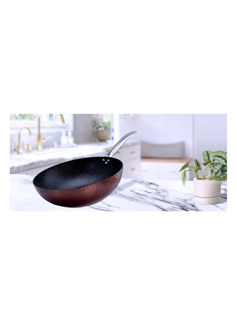 Wilson - Aluminium Copper Hammered Wok with Induction Bottom and Marble Coating Inside - Image 1