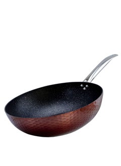 Wilson Aluminium Copper Hammered Wok with Induction Bottom and Marble Coating Inside  - Image 1