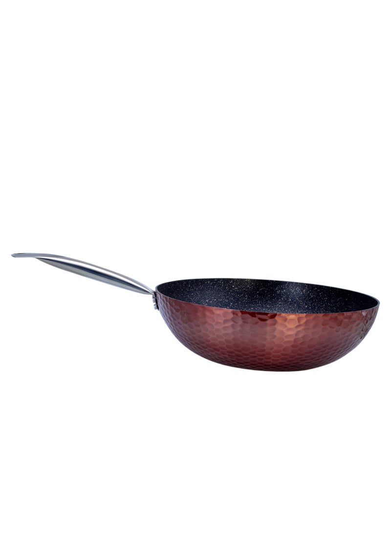 Wilson Aluminium Copper Hammered Wok with Induction Bottom & Marble Non-Stick Coating, 32cm – Deep Frying Pan for Stir-Frying, Sautéing & Everyday Cooking - Image 5