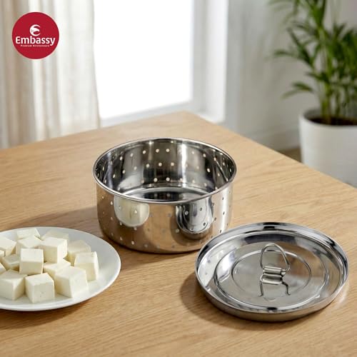 EMBASSY Stainless Steel Round Paneer Mould/Maker/Strainer | 500 ml | Diameter 12.5 cm | Size 3 | Perfect for Making Homemade Paneer/Cheese/Tofu | Dishwasher Safe - Image 2