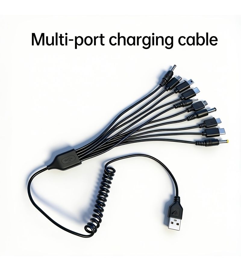 Universal Multi Function 10 In 1 USB Retractable Charging Cable For Android Black - Image 1