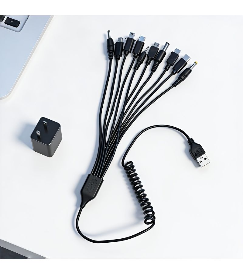 Universal Multi Function 10 In 1 USB Retractable Charging Cable For Android Black - Image 5