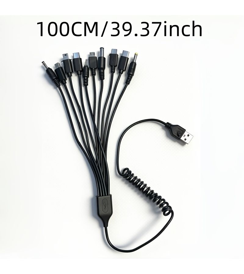 Universal Multi Function 10 In 1 USB Retractable Charging Cable For Android Black - Image 2
