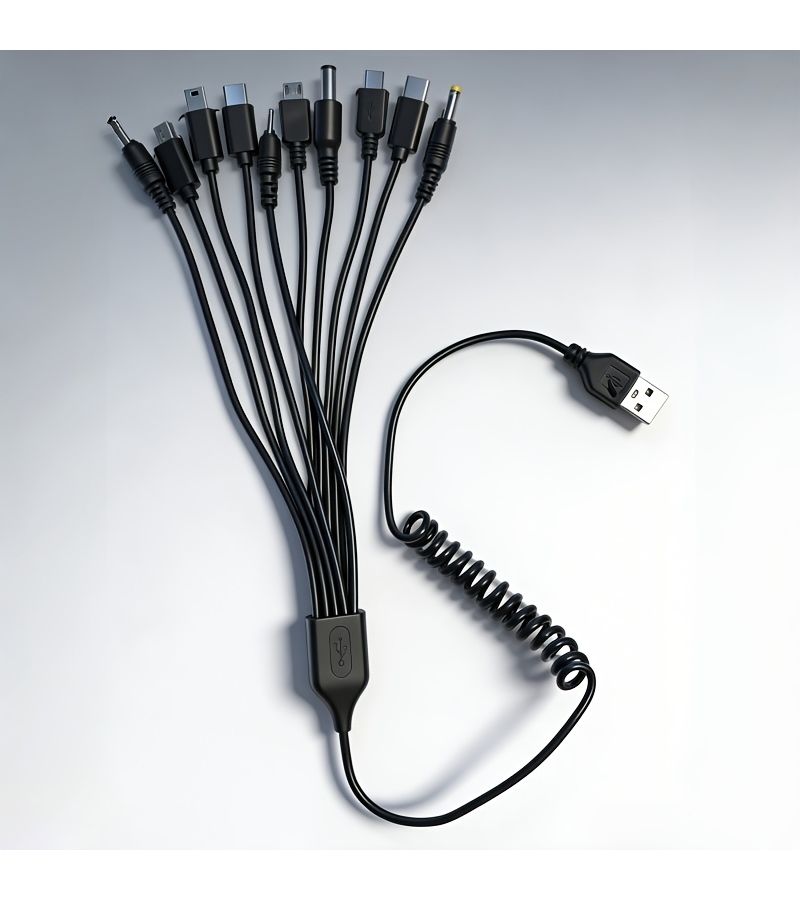 Universal Multi Function 10 In 1 USB Retractable Charging Cable For Android Black - Image 4