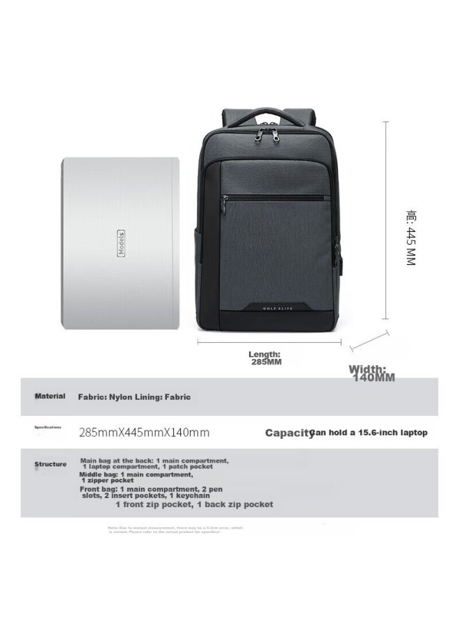 Golf Backpack For Men, Large Capacity 15.6-inch Laptop Backpack, Usb Interface, Multi-compartment Business Casual Travel Backpack For Students, Dark Gray With Black - Image 4