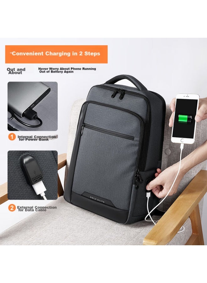 Golf Backpack For Men, Large Capacity 15.6-inch Laptop Backpack, Usb Interface, Multi-compartment Business Casual Travel Backpack For Students, Dark Gray With Black - Image 1
