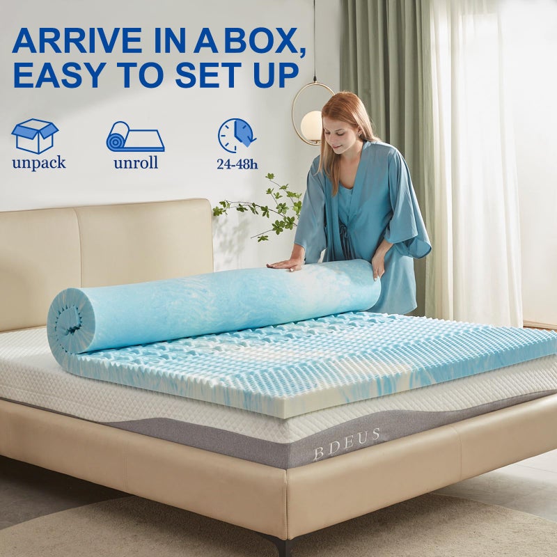 SINWEEK 2 Inch Mattress Topper 5-Zone Memory Foam Mattress Topper Pressure Relieve Soft Mattress Pad, CertiPUR-US Certified, Full Size Blue - Image 5