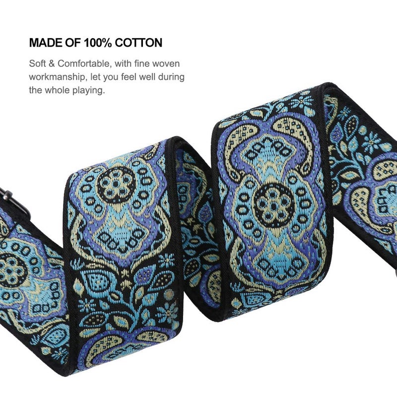 Eyeshot Ukulele Strap, Hawaiian Jacquard Blue Totem Ukelele Shoulder Strap, Suitable for Soprano Concert Tenor Baritone String Instruments - Image 3