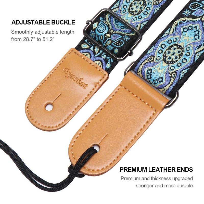 Eyeshot Ukulele Strap, Hawaiian Jacquard Blue Totem Ukelele Shoulder Strap, Suitable for Soprano Concert Tenor Baritone String Instruments - Image 4