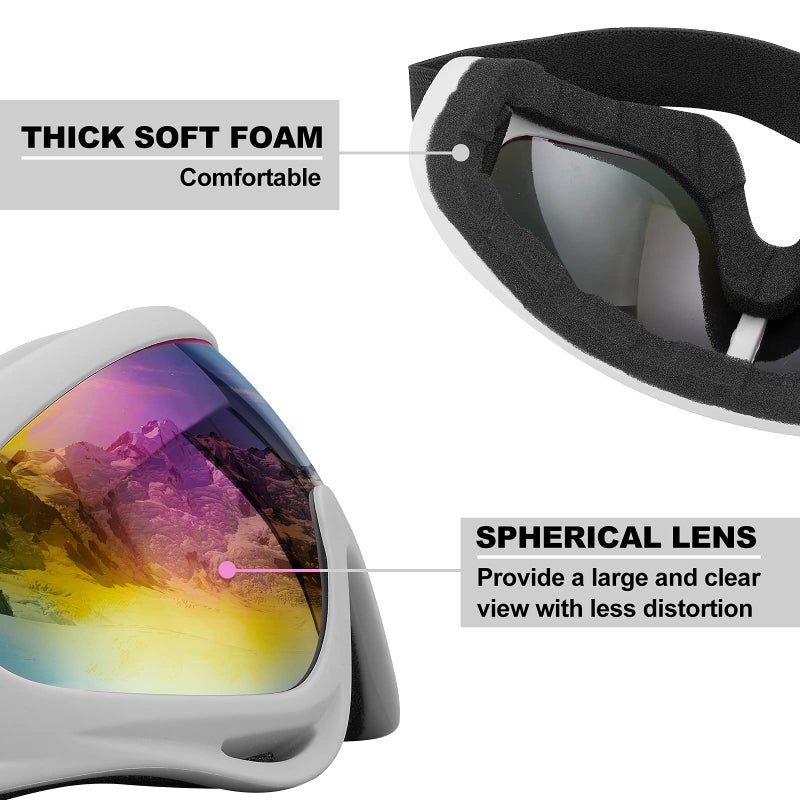 SixYard Ski Goggles, Motorcycle Goggles, 3 Pack Snowboard Snow Goggles for Men Women Adult Youth (Style 2) - Image 3