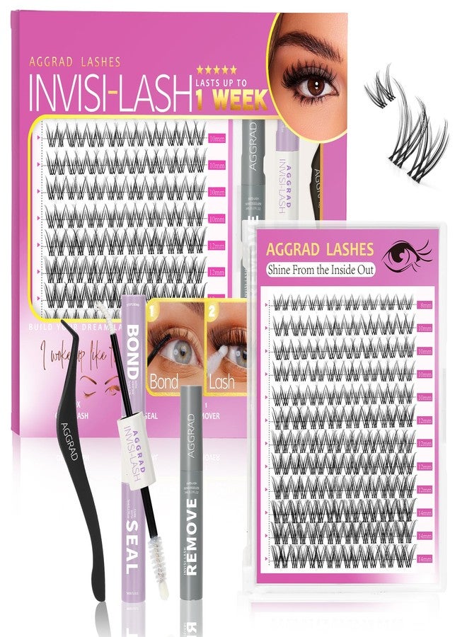 AGGRAD Venus Lash Clusters Kit Short 8-14mm D Curl Natural Cluster Lashes Kit Wispy Eyelash Clusters Kit DIY Eyelash Extension Kit with Lash Bond and Seal & Tweezers Remover for Fake Lashes Extensions - Image 1