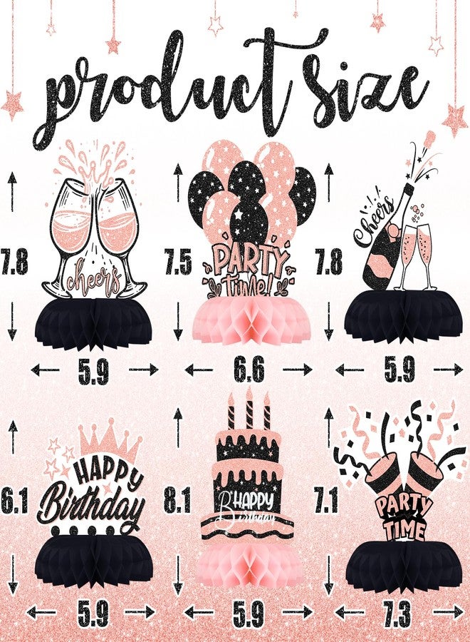 Celee Black and Pink Birthday Decorations - 12Pcs Honeycomb Table Centerpieces for Women or Girls, Elegant Pink Black Party Table Toppers for Birthday Celebration - Image 2