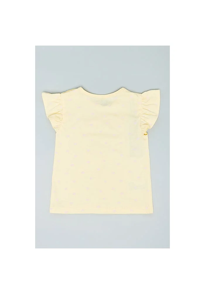 R&b Typography Print Top with Crew Neck and Flutter Sleeves
