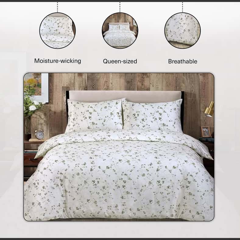 Pan Home Luxe Floreana  3-piece Queen Duvet Cover Set 200x200cm - Green - Image 2