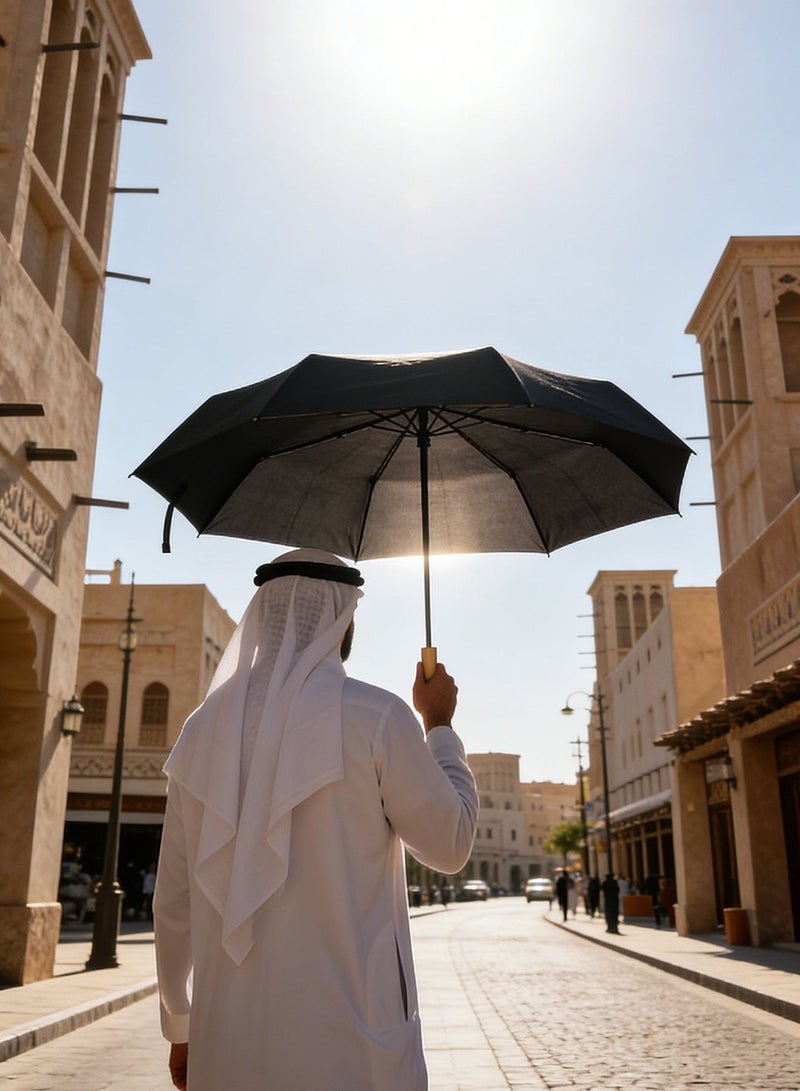بيت الشاي مظلة قابلة للطي، مظلة شمسية بعامل حماية من الشمس 50+ مع طلاء أسود، مظلة سفر صغيرة الحجم قابلة للطي ثلاث مرات، فتح يدوي، إطار قوي بثمانية أضلاع، مظلة مقاومة للماء للشمس والمطر للنساء والرجال - Image 5