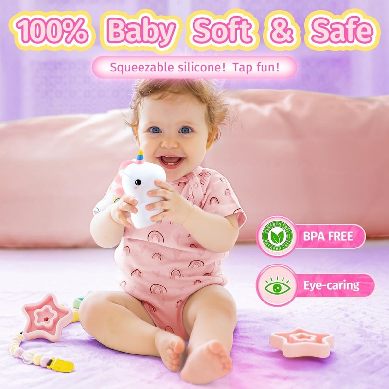 KMJSA مصباح ليلي قابل لإعادة الشحن على شكل يونيكورن للأطفال - تحكم باللمس مع ضوء LED ملون 7 ألوان لتزيين غرفة الأطفال وهدية مثالية للأطفال والرضع - Image 4