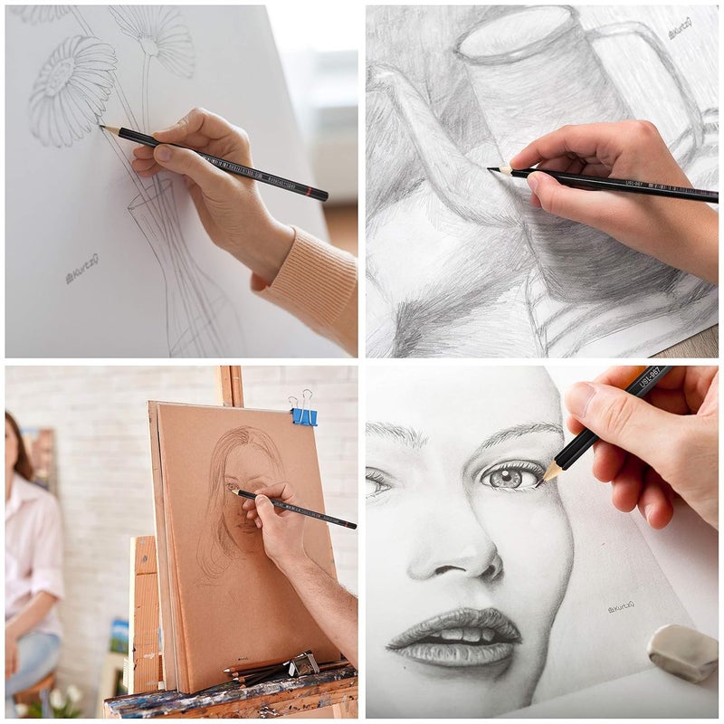 53 Arts 53 ArtsDrawing & Sketching Pencil Set of 12 (8B-2H) with A5 Sketch Book | 24 Sheets, 160 GSM | Professional Graphite Pencils for Artists, Students  - Image 5
