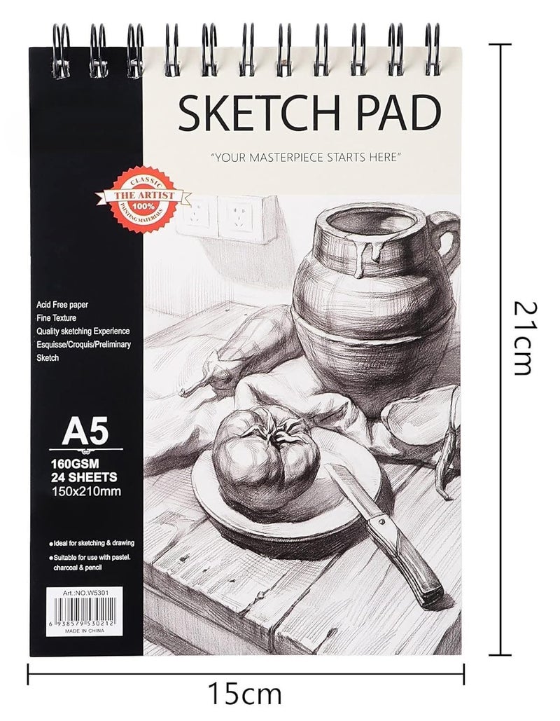 53 Arts 53 ArtsDrawing & Sketching Pencil Set of 12 (8B-2H) with A5 Sketch Book | 24 Sheets, 160 GSM | Professional Graphite Pencils for Artists, Students  - Image 3