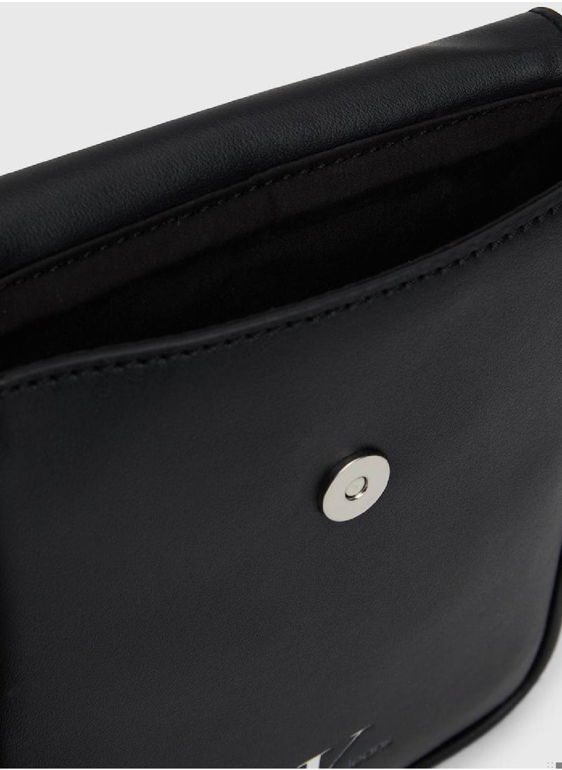 Calvin Klein Jeans - Unisex Crossbody Phone Bag -  smooth faux leather exterior , Black - Image 1