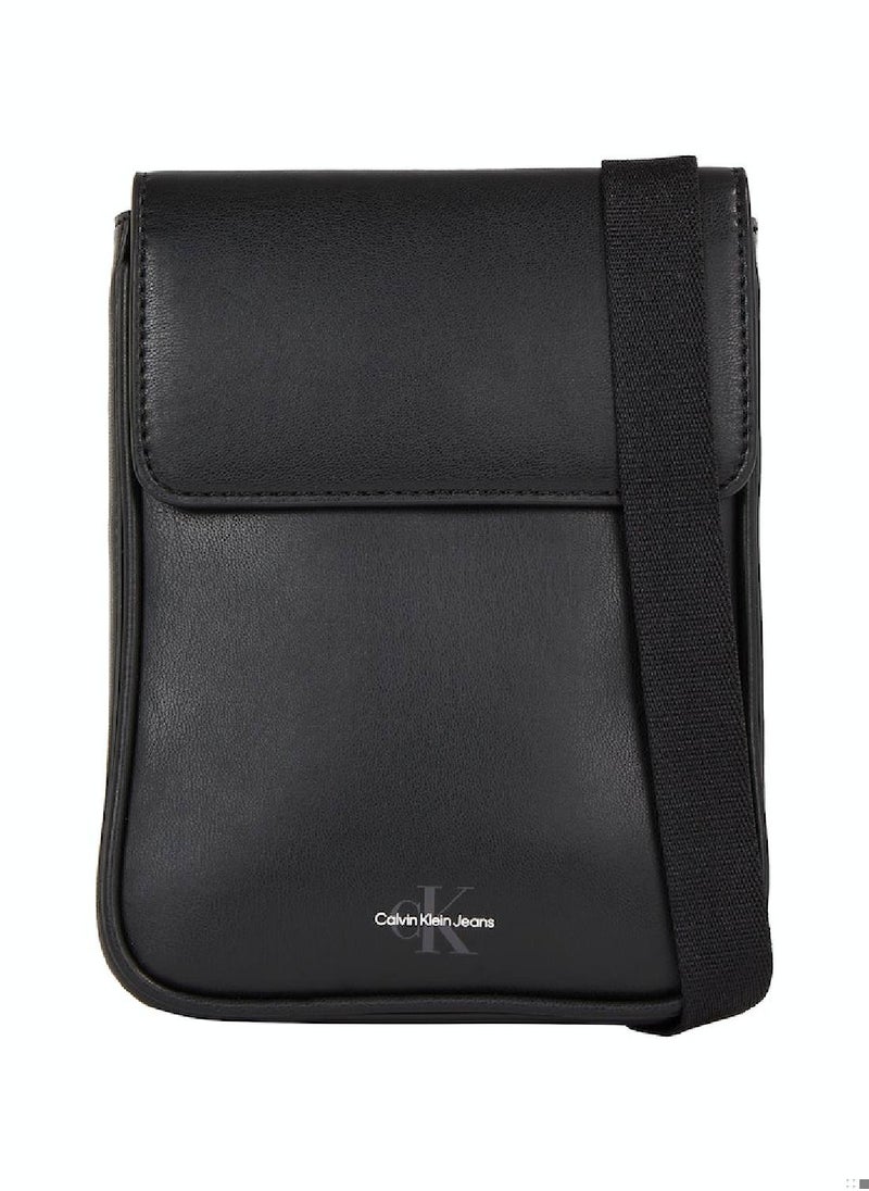 Calvin Klein Jeans - Unisex Crossbody Phone Bag -  smooth faux leather exterior , Black - Image 1