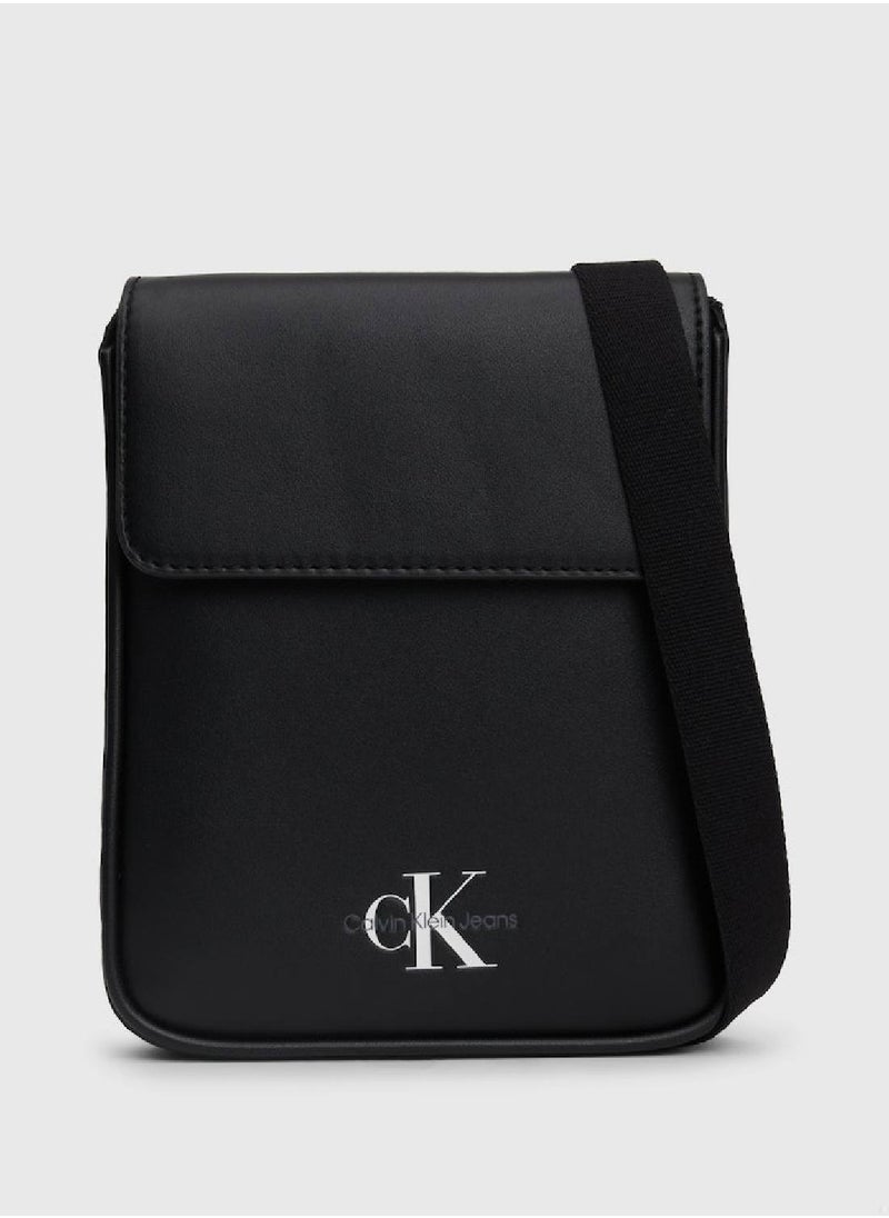 Calvin Klein Jeans - Unisex Crossbody Phone Bag -  smooth faux leather exterior , Black - Image 1