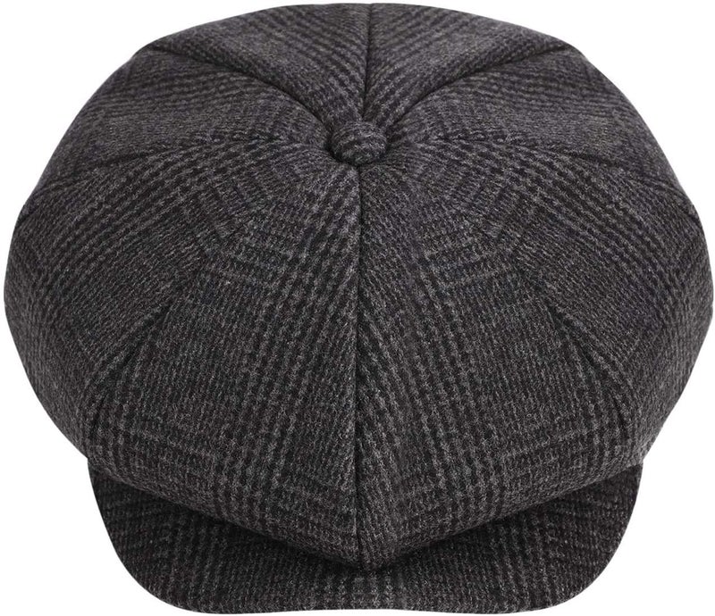 COZYEXPR Mens Beret Men's Cotton Flat Ivy Gatsby Newsboy Driving Hat Cap Tweed Derby Hat Cabbie Hats Grey - Image 2