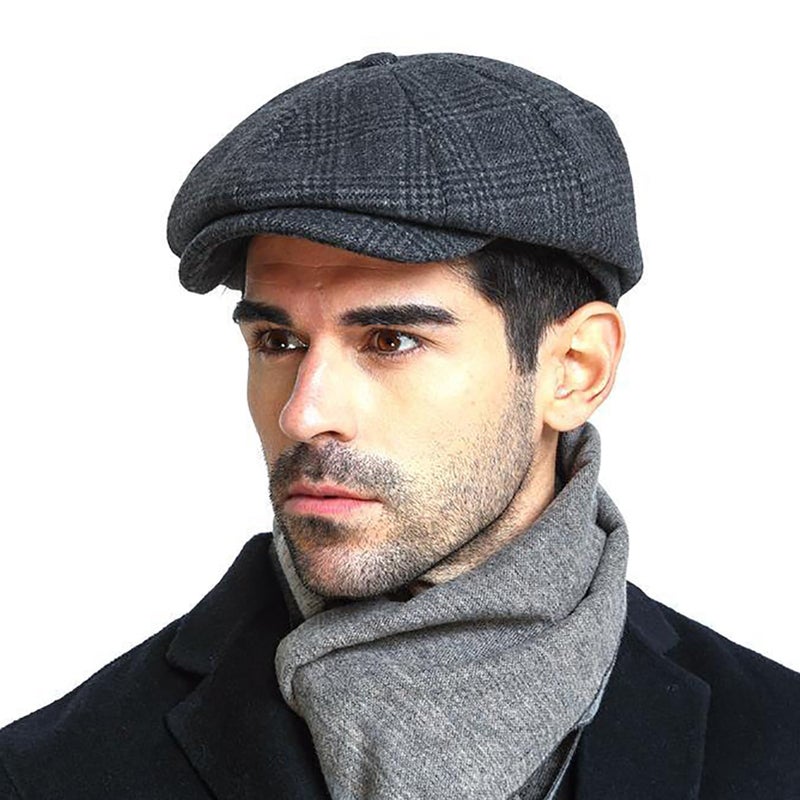 COZYEXPR Mens Beret Men's Cotton Flat Ivy Gatsby Newsboy Driving Hat Cap Tweed Derby Hat Cabbie Hats Grey - Image 1