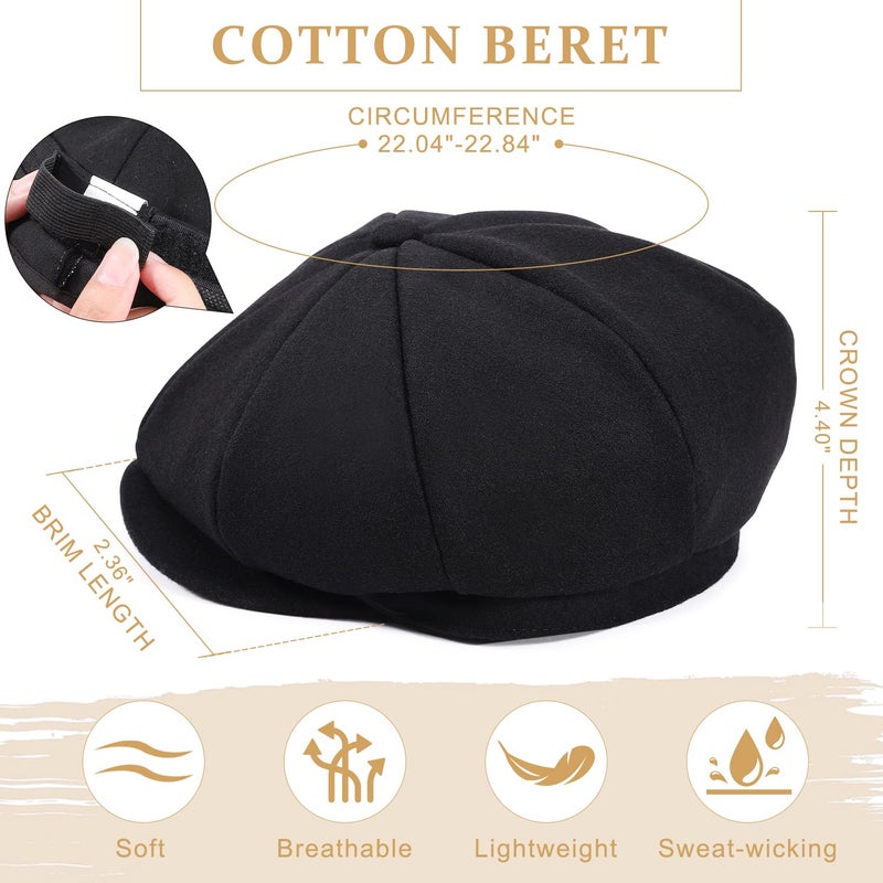 COZYEXPR Mens Beret Men's Cotton Flat Ivy Gatsby Newsboy Driving Hat Cap Tweed Derby Hat Cabbie Hats Grey - Image 4
