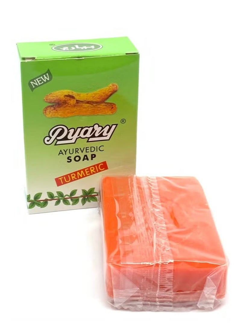 Pyary Ayurvedic Turmeric Soap Bars Pack 6 Natural Herbal Skin Cleansing Brightening Antibacterial 75 g Each - Image 2