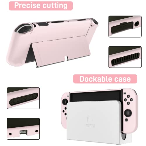 RHOTALL Protective Case Compatible with Nintendo Switch OLED Dockable Shell for Switch OLED Console and Controller Cute Accessories for Switch OLED with Comfortable Grip Design Pink - Image 3