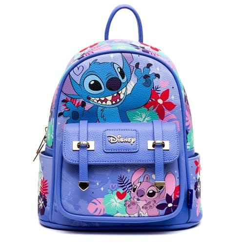 Wondapop Stitch and Angel 11" Vegan Leather Fashion Mini Backpack - Image 1