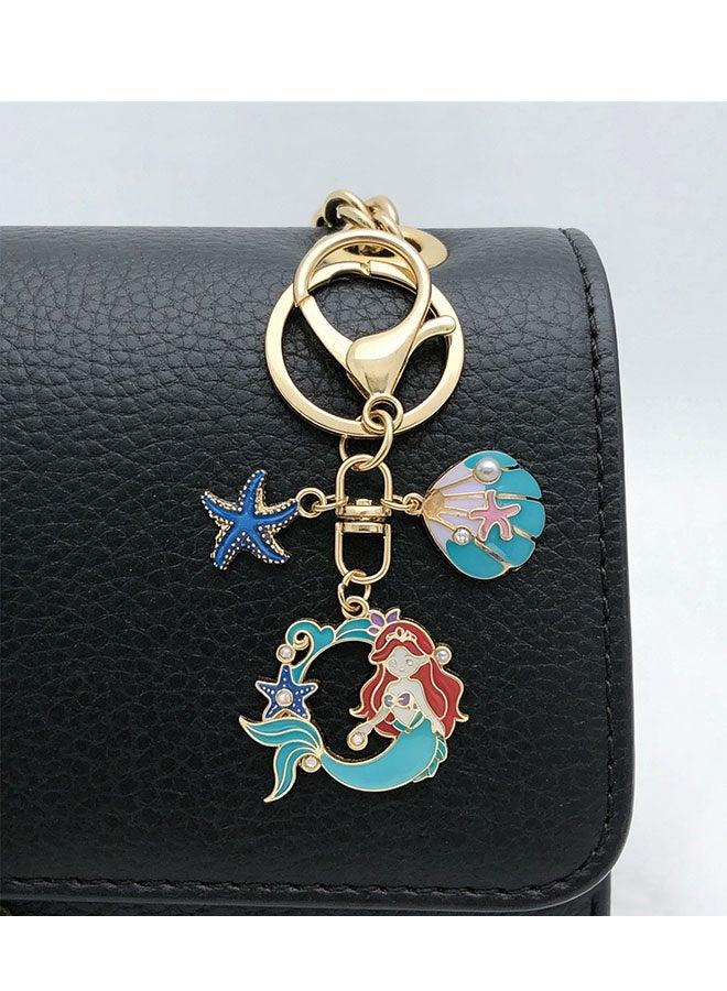 Happy D 2-Piece Set Ocean-Style Mermaid Keychains — Shell, Starfish, Dolphin, and Cute Pearl Beads - Image 2