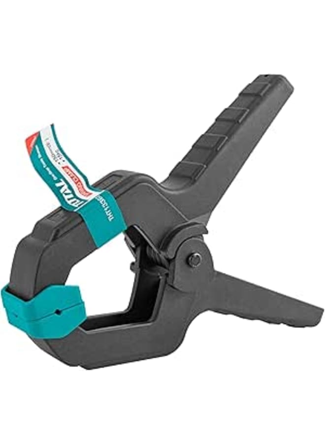 TOTAL Spring Clamp THT13362-6-Inch Size, 150mm Length, 15KGS Clamping Force, Black Clip Body, Max 68mm Open Mouth, Woodworking Clamp, Heavy-Duty Clamp, Durable Construction, Workpiece Clamp