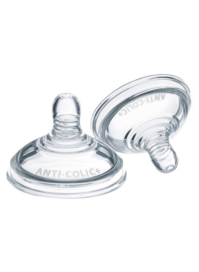 tommee tippee Closer To Nature Advanced Comfort Fast Flow Teats, 6m+, Pack Of 2 - Clear