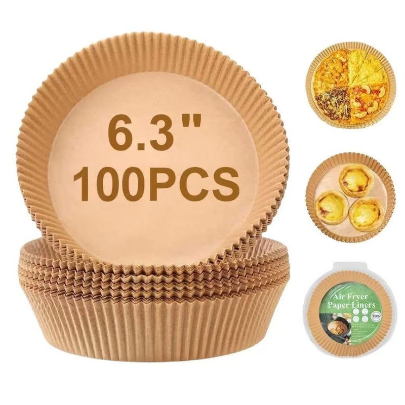 Air Fryer Disposable Paper Liner 100PCS 63 Natural Parchment Paper for Air Fryer Oilproof Waterproof Food Grade Parchment for AirFryer Steamer Microwave Etc
