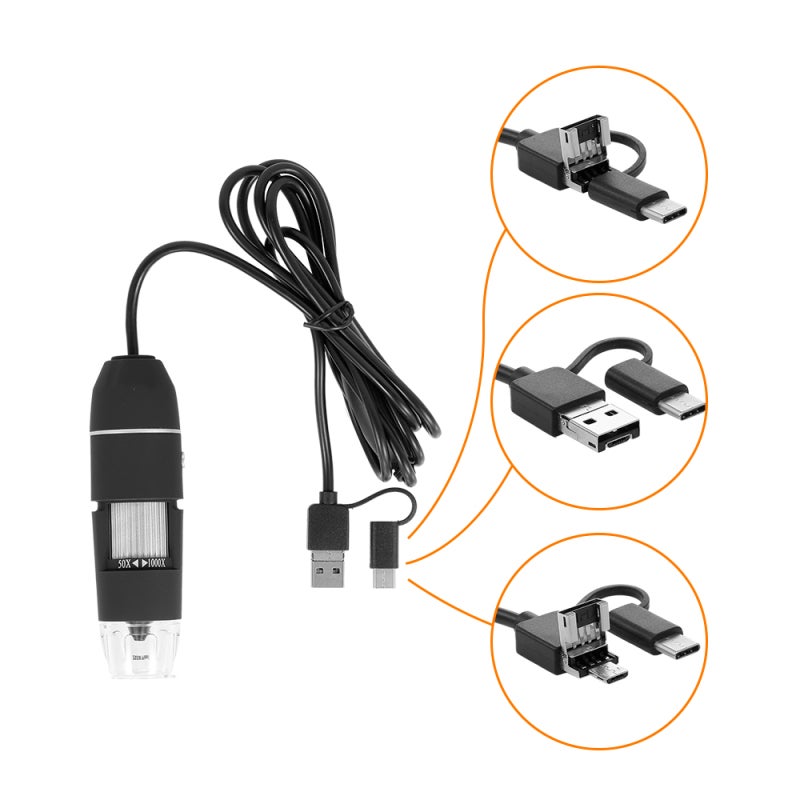 Digital Microscope: 50x To 1000x Magnification, 3 In 1 USB & Type-C Interface - Portable Lightweight HD Microscope With 8 Adjustable LED Lights For Jewelry Identification, Outdoor Use, Android Phones, - Image 2