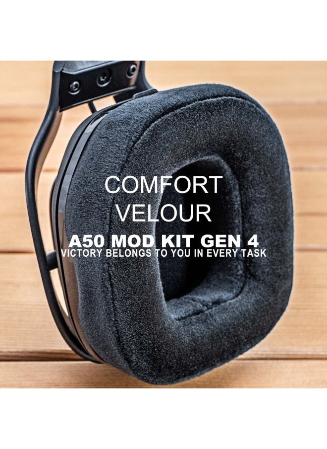 A50 Mod Kit Gen 4 - Ear Cushion Compatible with Astro Gaming A50 Wireless Headset Velvet - Headband/Microphone Foam/Ear Pads I Not Work with GEN 3