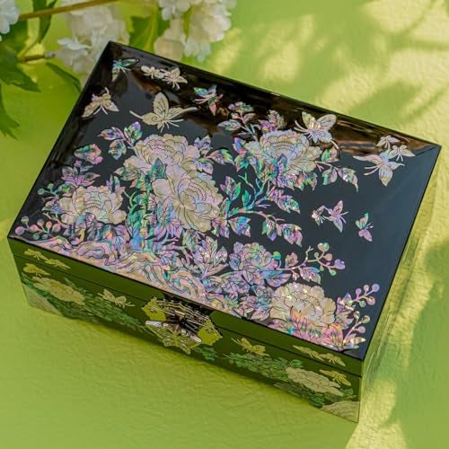February Mountain Mother of Pearl Jewelry Organizer Box with Ring Tray - Birthday Christmas Anniversary Mothers day Gifts for women who have everything - Image 2