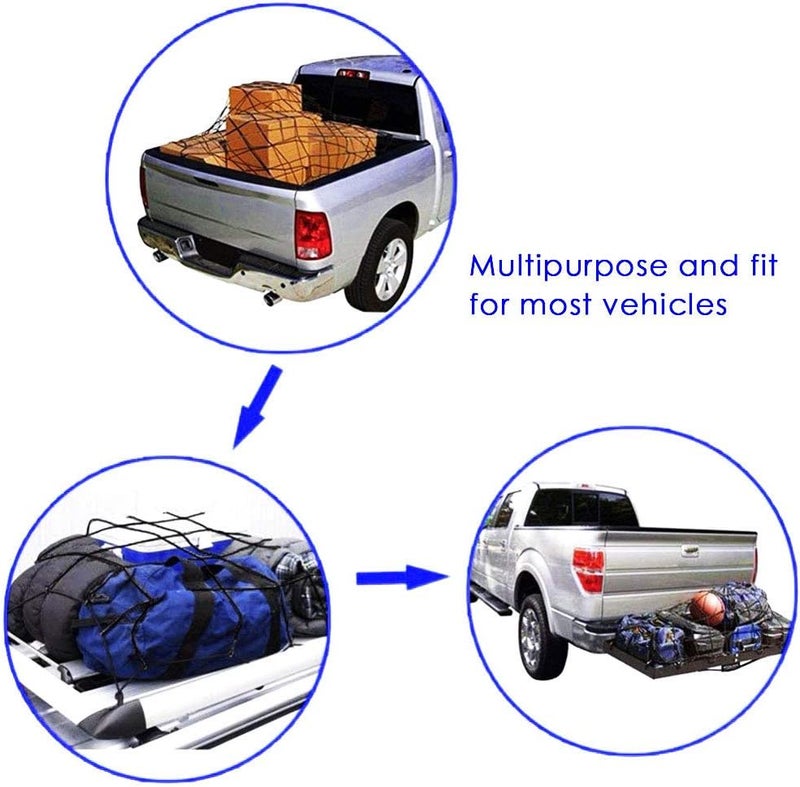 TQS Truck Cargo Net Heavy Duty Cargo Rack for Pickup Truck Bed Cargo Nets with Small Mesh Holds Large Loads Tighter for Rooftop Cargo Carrier, ATV, UTV, Cargo Hitch - Image 4