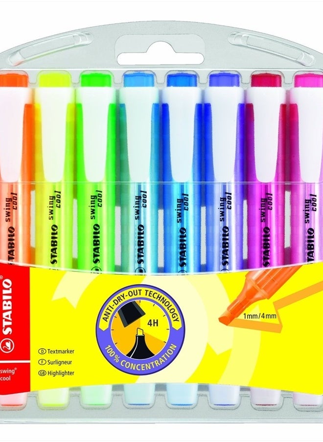 STABILO Swing Cool Highlighter - Assorted Colours, Wallet of 8 