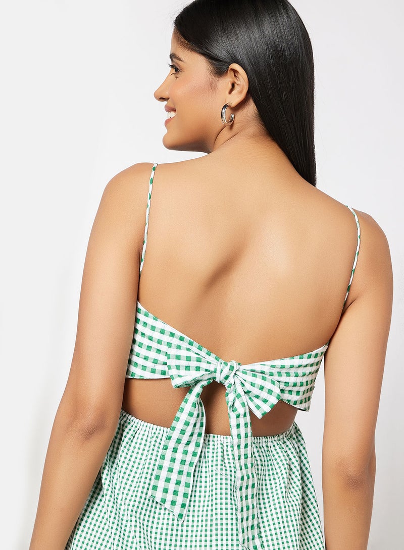 MANGO Checked Midi Strap Dress - Image 3