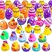 Yomwet 24 Pcs Easter Eggs with Rubber Duck Toys for Kids Colorful Easter Eggs Filled with Assorted Bunny Rabbit Duckies for Fun Rubber Bath Toys Easter Basket Stuffers and Party Favors - Image 2